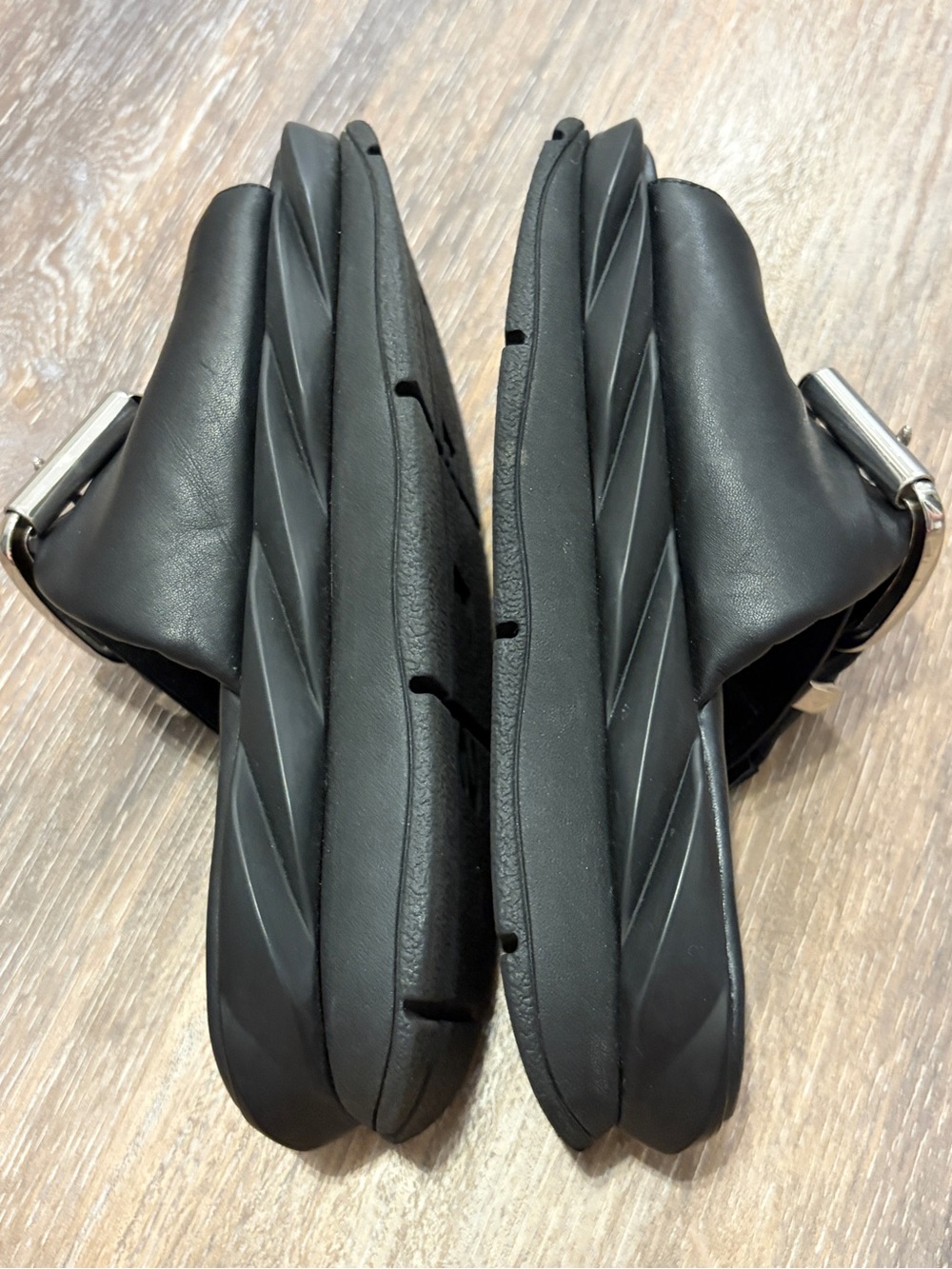 4CCCCEES - Mellow Glow Pure Black Goth Alt Chunky Platform Black Sandals - Picture 9 of 13